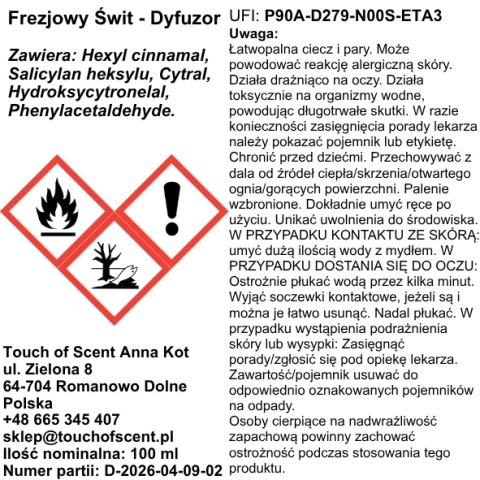 Dyfuzor Zapachowy do wnętrz - Frezjowy Świt