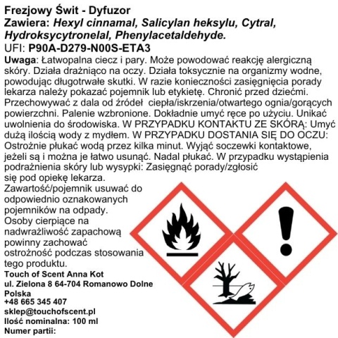 Dyfuzor Zapachowy do wnętrz - Frezjowy Świt