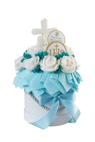 Flower Box Komunia, Chrzest M - Niebieska Elegancja