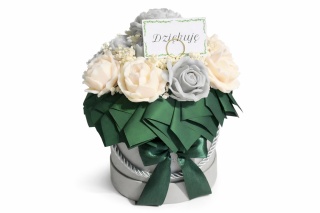 Flower Box Zielona Harmonia M – Kwiaty Prezent Personalizowany Box z Dedykacją